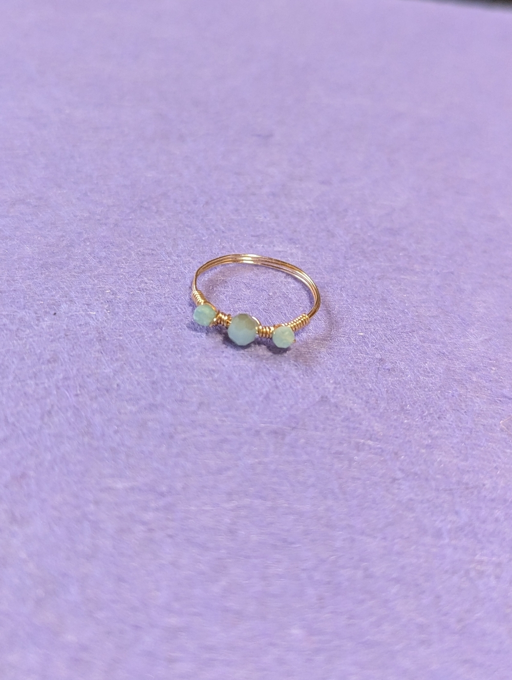 Gold Ring With Blue/Green Beads